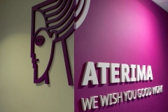 Logo 3D w recepcji ATERIMA