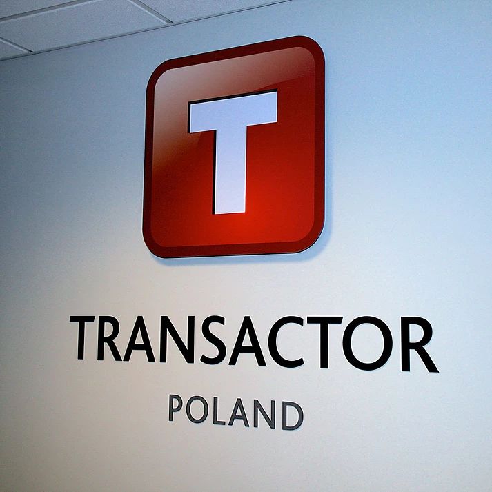 TRANSACTOR Kraków - oznakowanie biura